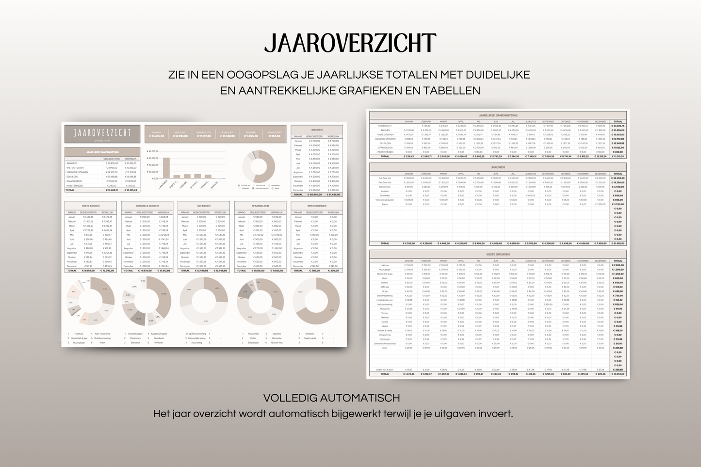 Ultieme Jaarlijkse Budgetplanner | Google Sheets | Nederlandse Budgetplanner | Bruin & Beige