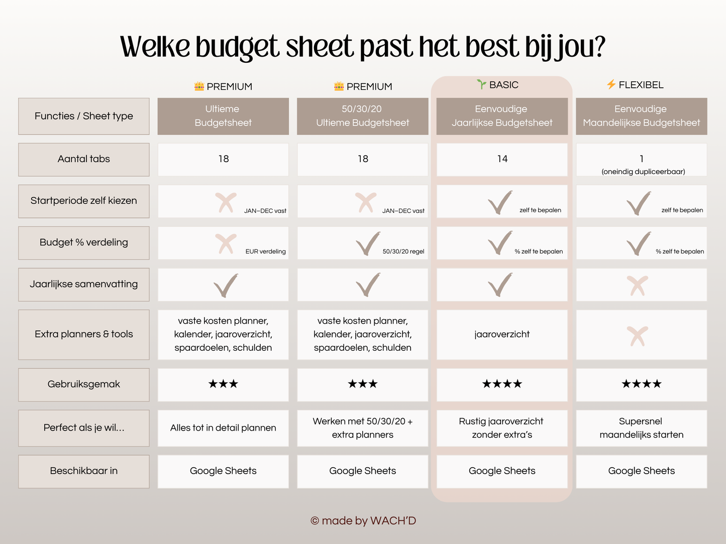 Eenvoudige Jaarlijkse Budgetplanner | Google Sheets | Nederlandse Budgetplanner | Bruin & Beige
