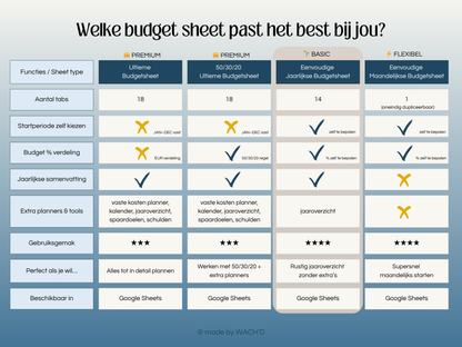 Eenvoudige Jaarlijkse Budgetplanner | Google Sheets | Nederlandse Budgetplanner | Blauw & Geel