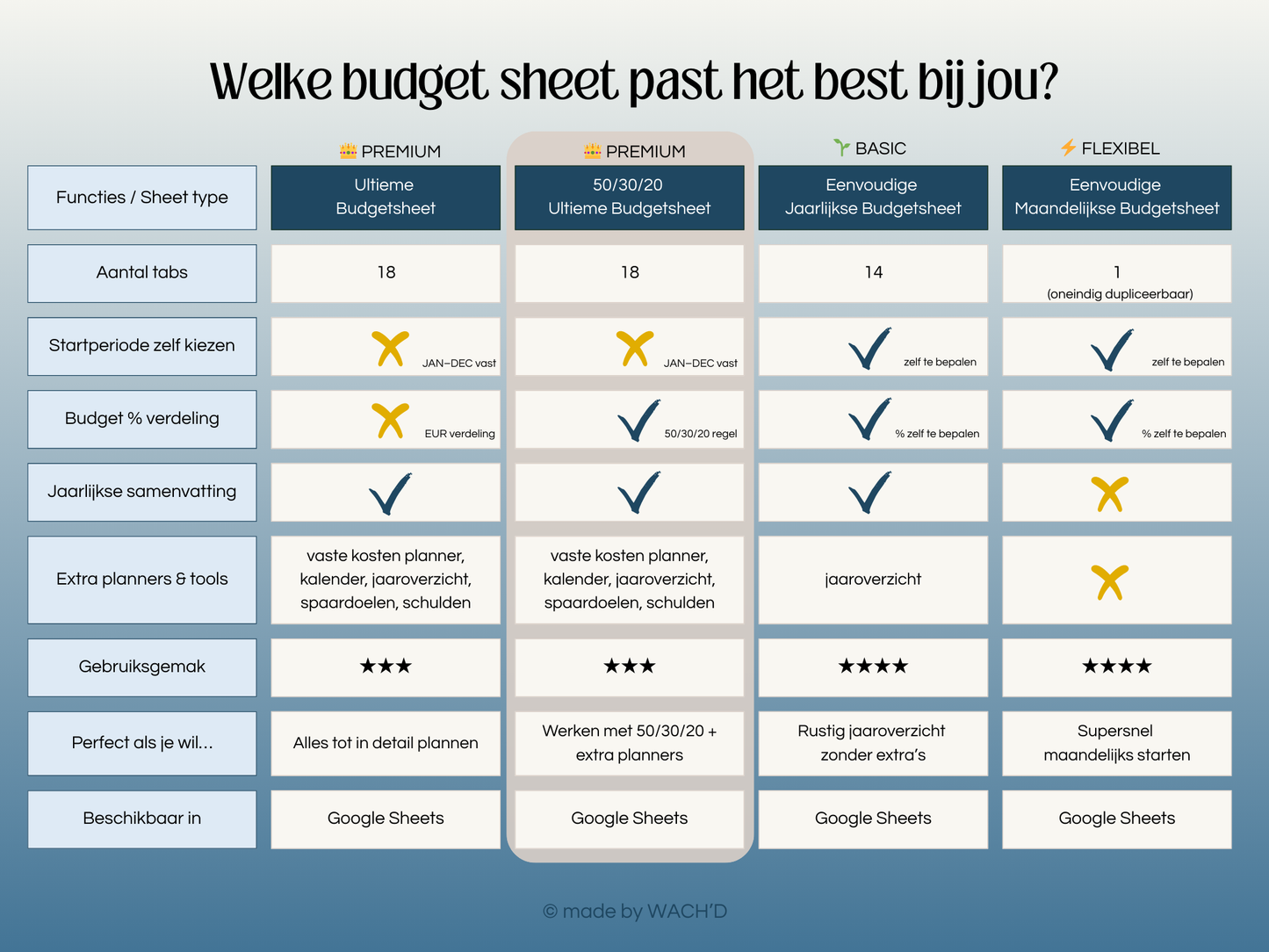 50/30/20 Ultieme Jaarlijkse Budgetplanner | Google Sheets | Nederlandse Budgetplanner | Blauw & Geel
