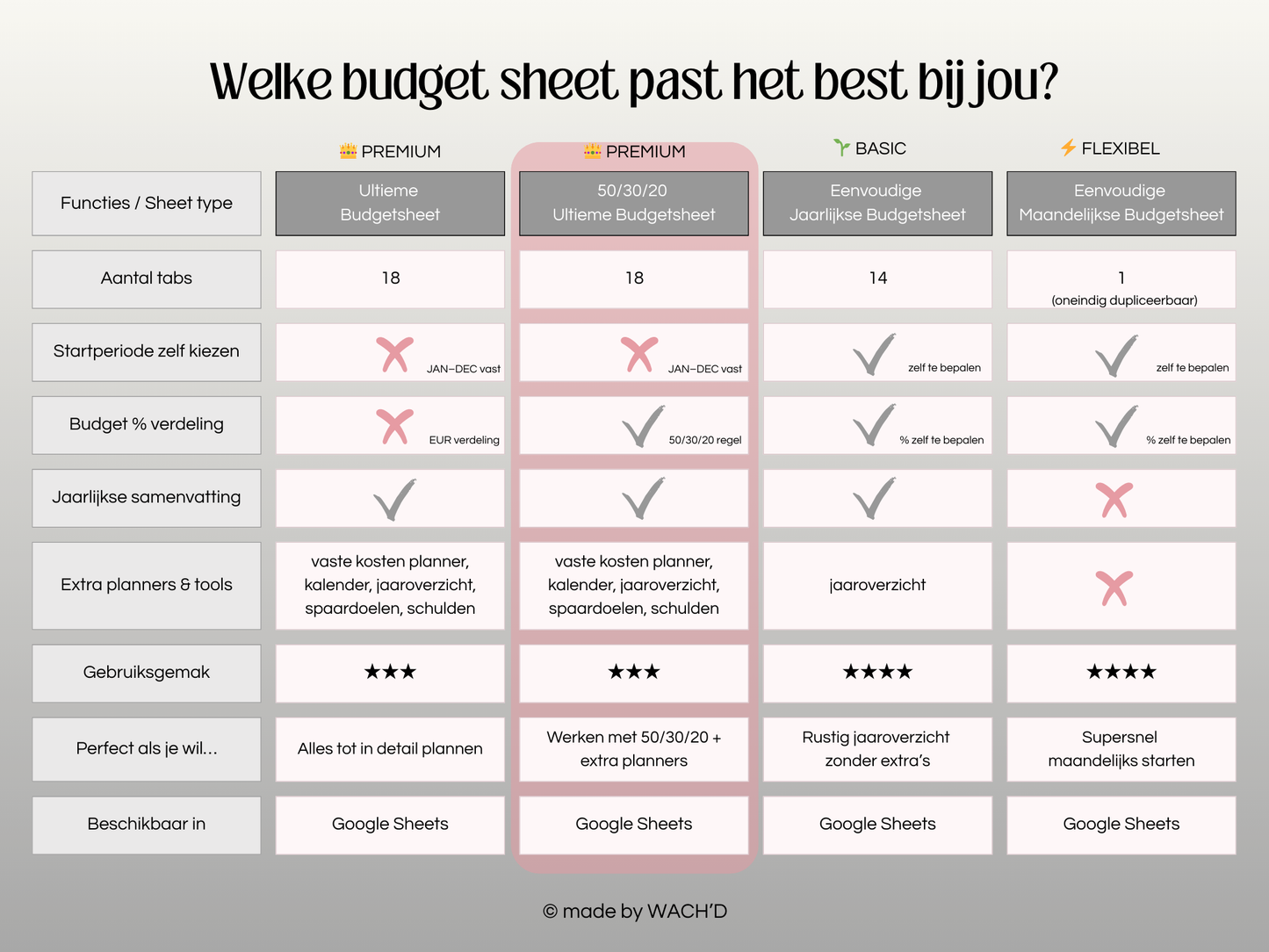 50/30/20 Ultieme Jaarlijkse Budgetplanner | Google Sheets | Nederlandse Budgetplanner | Grijs & Roze