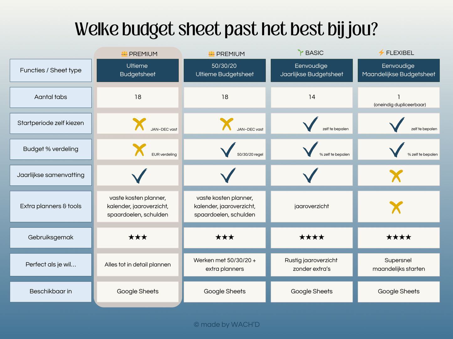 Ultieme Jaarlijkse Budgetplanner | Google Sheets | Nederlandse Budgetplanner | Blauw & Geel