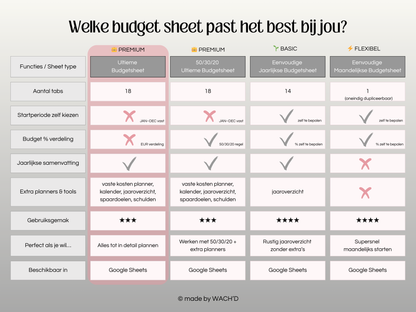 Ultieme Jaarlijkse Budgetplanner | Google Sheets | Nederlandse Budgetplanner | Grijs & Roze