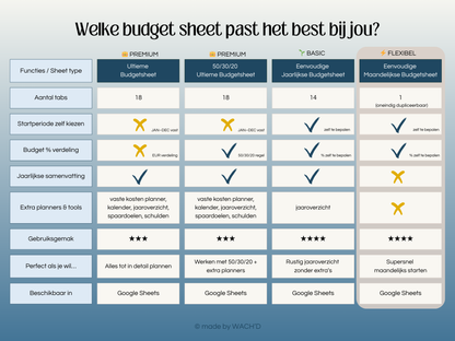 Eenvoudige Budgetplanner (1 tab) | Google Sheets | Nederlandse Budgetplanner | Blauw & Geel