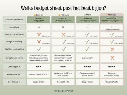 Eenvoudige Budgetplanner (1 tab) | Google Sheets | Nederlandse Budgetplanner | Groen & Oranje