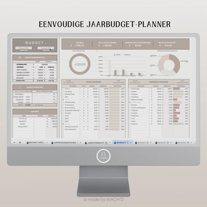 Eenvoudige Jaarlijkse Budgetplanner | Google Sheets | Bruin & Beige