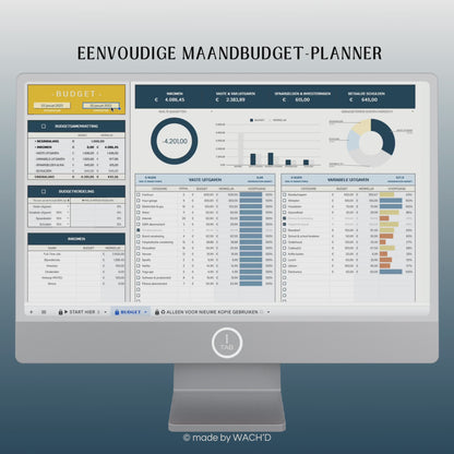 Eenvoudige Budgetplanner (1 tab) | Google Sheets | Blauw & Geel