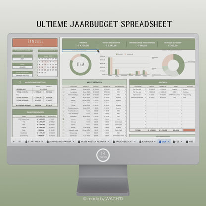 Ultieme Jaarlijkse Budgetplanner | Google Sheets | Nederlandse Budgetplanner | Groen & Oranje