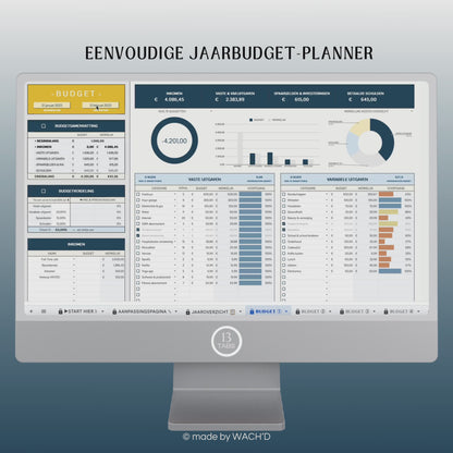 Eenvoudige Jaarlijkse Budgetplanner | Google Sheets | Blauw & Geel