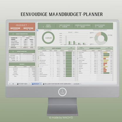 Eenvoudige Budgetplanner (1 tab) | Google Sheets | Groen & Oranje