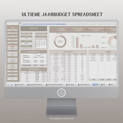 Ultieme Jaarlijkse Budgetplanner | Google Sheets | Nederlandse Budgetplanner | Bruin & Beige