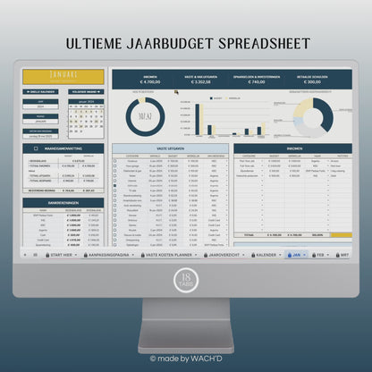 Ultieme Jaarlijkse Budgetplanner | Google Sheets | Nederlandse Budgetplanner | Blauw & Geel