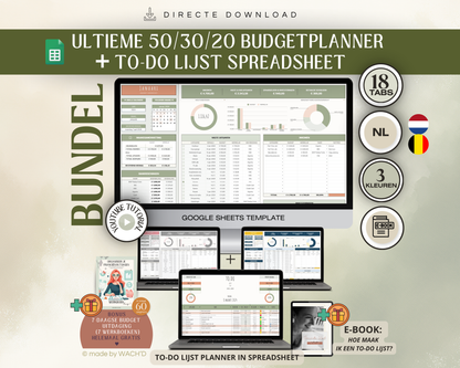 BUNDEL | Ultieme Jaarlijkse Budgetplanner naar keuze & TO-DO lijst Spreadsheet & E-book "hoe maak ik een to-do lijst?"